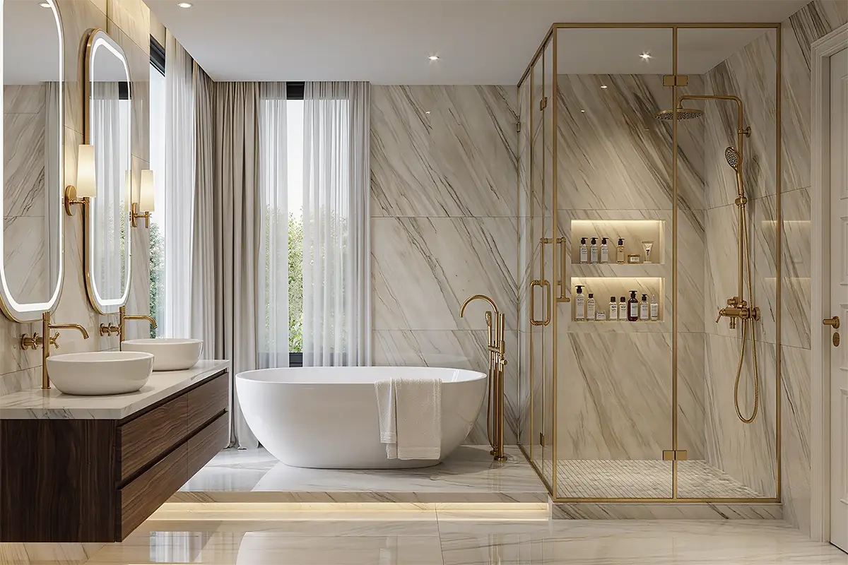 Modern bathroom remodel by XLNC Builder